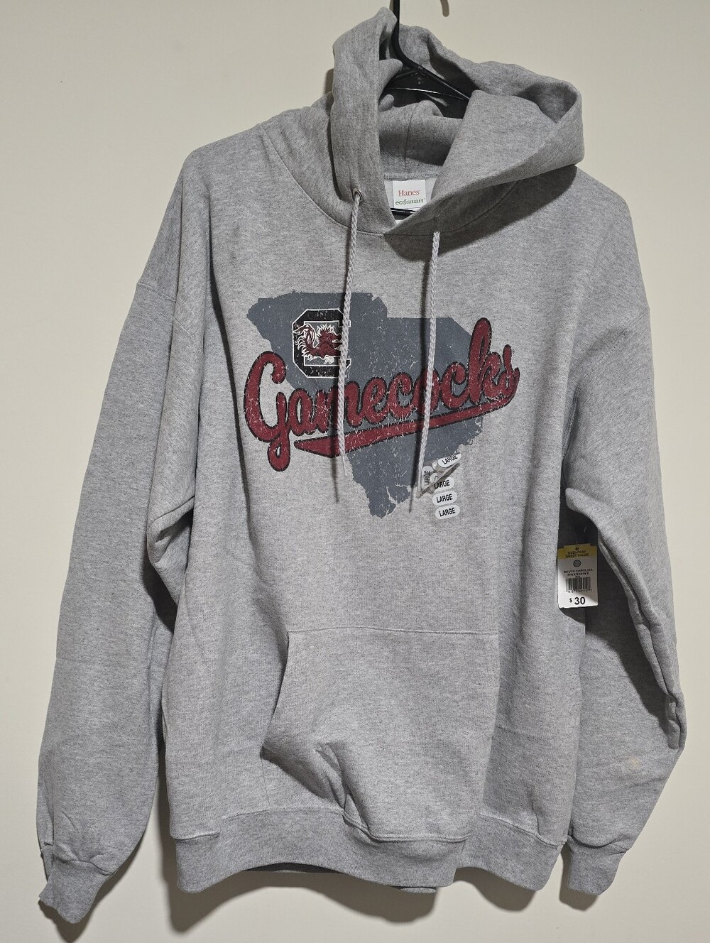 NWT✨️ Hanes Gray Gamecocks Pullover Hoodie Size LARGE South Carolina - Picture 3 of 5